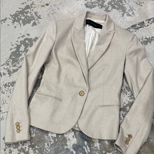 Zara Basic Cream Blazer with Button Detail